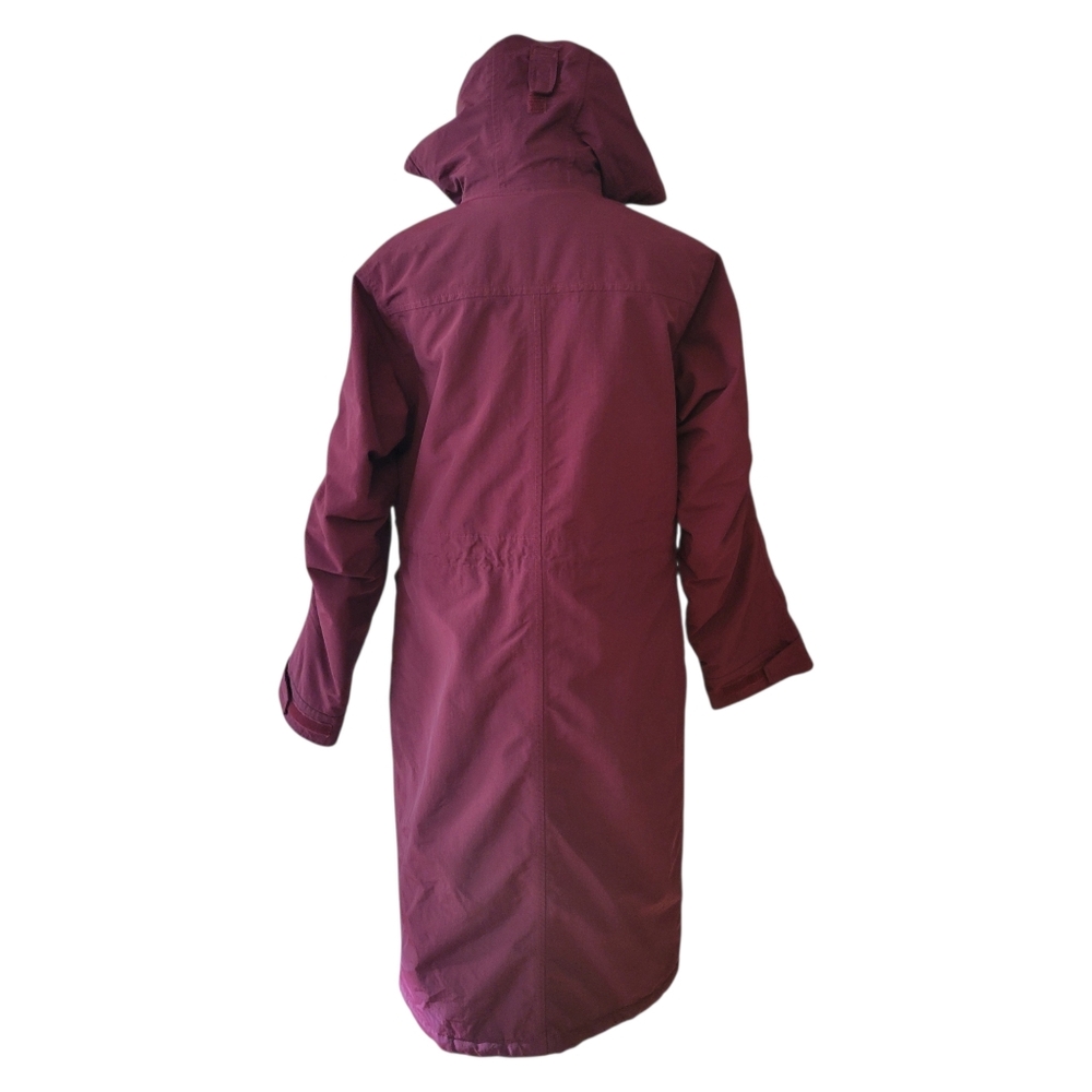 Lands End Wine Color Hooded Waterproof Long Parka Coat Size Small - Picture 3 of 5
